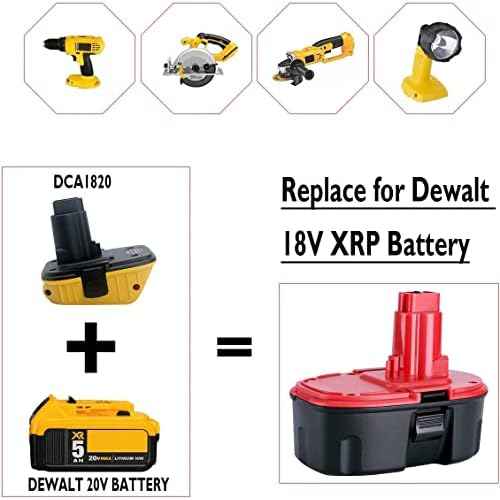DCA1820 Battery Adapter for DEWALT 18v to 20v Convert 20V MAX XR Lithium Battery DCB200 DCB201 DCB203 DCB204 DCB205 DCB206 to Dewalt 18V NiCad & NiMh Battery DC9096 DW9096 DC9098