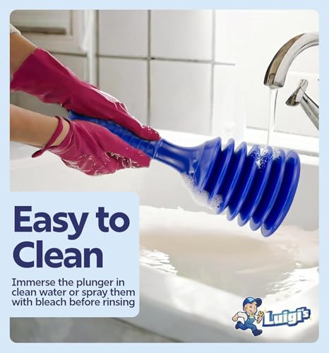 Luigi's Blue Small Sink & Bathtub Plunger - Powerful Drain Clog Remover