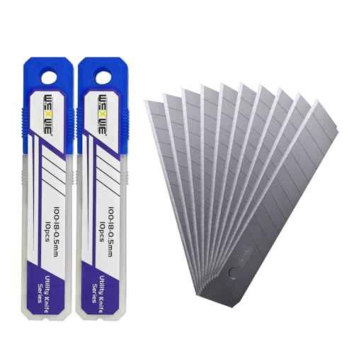 18mm Utility Knife Replacement Blades,60 Degree Snap Off SK4 Steel Blades for Retractable Cutting Knives, Hobby, Craft Knife, Box Cutter 20PCS