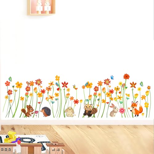 Colorful Flowers Girls Wall Stickers Large,Flowers Wall Decals Girl Room,Cute Wall Decors for Nursery Daycare Preschool Playroom.