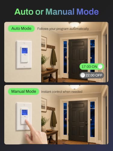 BN-LINK Blue Backlight 7-Day Programmable Digital Timer Switch for Lights & Fans - Model 7-Day Blue Backlight