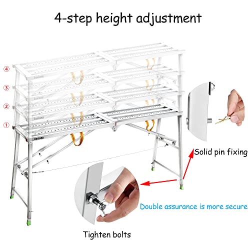 Daxiang Portable Adjustable Steel Scaffold Platform 600 lbs Load Capacity Work Step Ladder