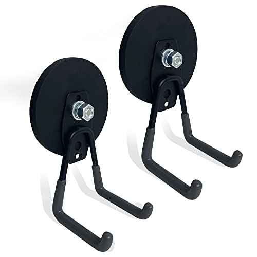 TSUYA Strong Magnetic Hooks, 45Lbs Garage Magnet Hooks Utility Hooks Heavy Duty for Hanging Yard Tools Extension Hose Power Tools Workshop Organization Outdoor Indoor