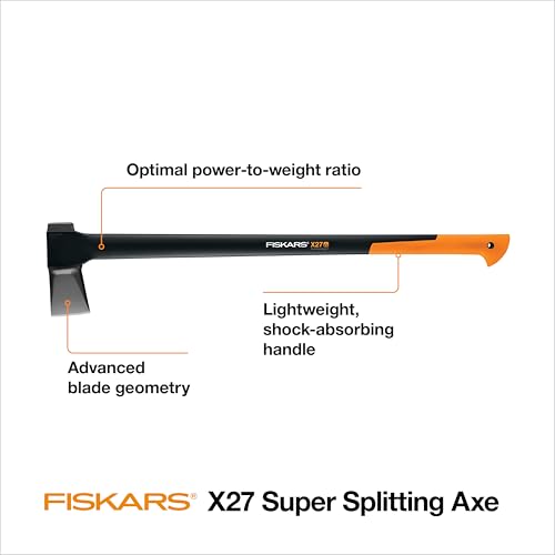 Fiskars X27 Super Splitting Axe 36" for Tall Users - Heavy-Duty Firewood Tool