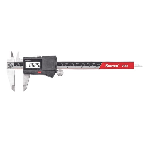 Starrett Electronic Caliper with SLC, Hardened Stainless Steel Body and Integrated Depth Rod - Turns Off Automatically, 0-6" Range, .0005" Resolution - EC799A-6/150 W/SLC