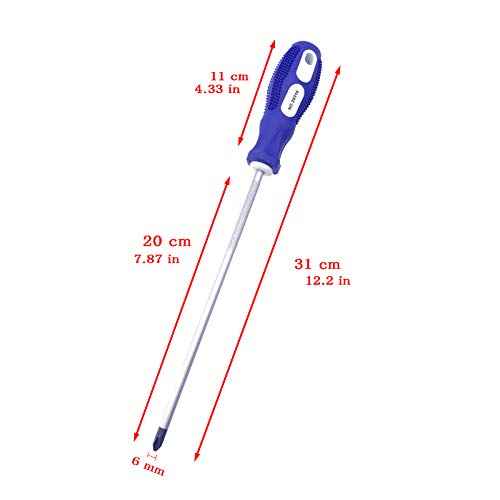 Slotted and Phillips Screwdriver, 8" Long Cross-head & Flat Blade £¨PH2£©, 2 Packs Magnetic Screwdriver with Rubber Handle (8 inch)
