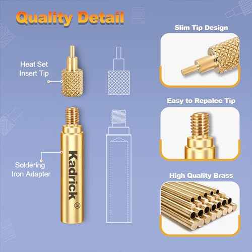 Kadrick Soldering Tips/Heat Set Insert Tips - for Heat set Inserts,7 Tips for Threaded inserts M2 M2.5 M3 M4 M5 M6 M8, Heat Set Insert Tool for 3D Printer Users,Compatible with 900M/T18/FX-888D Irons