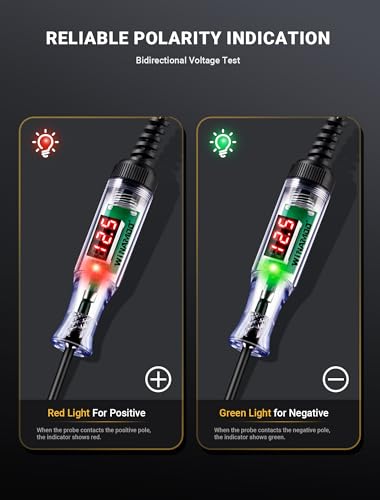 WINAMOO 3V-48V Automotive Digital Voltage Tester with LED Display & Polarity Indicator