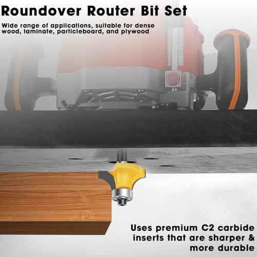 4PCS Router Bit Set Feanron Router Bits 1/4 inch Shank, Roundover Router Bit Cutting Diameter in 1/8", 1/4", 3/16", 5/16", CNC Router Bits Edging Cutter for Woodworking Forming Molding Profiling