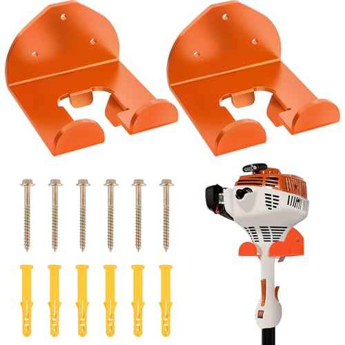 Weedeater Hanger for Garage Wall, Garage Organizer Trimmer Rack, Weed Wacker Holder, Weed Eater Holder Wall Mount for Grass Trimmer, Hedge Trimmer, Garage Trimmer Garden Tools - 2 Pack