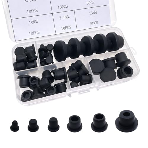 Golderaccess 50Pcs Silicone Hole Plugs Set - 6 Sizes Waterproof Seals