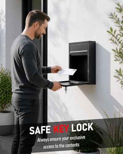 Uniclife Wall Mount Mailbox Locking Mailbox Black Key Lock