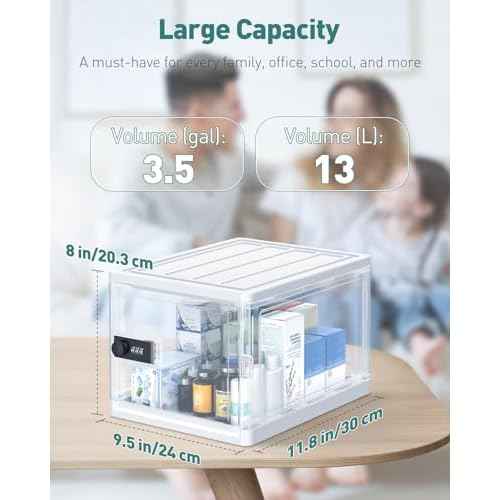 Uniclife Medicine Lock Box with Combination Lock 13 L Large Locking Medication Box Lockable Storage Box for Personal Items Phones Food & Snacks Stackable Fridge Lock Box for Home Office and School