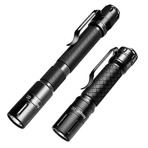 Mini Flashlight 3 Modes Small Flashlights LED Powerful High Lumens Tactical Pen Light with Clip,Slim Portable Pocket Compact Torch for Emergency Inspection AAA Battery Water-Resistant(3.4 & 5.2 inch)