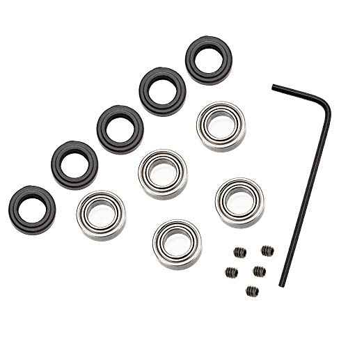 Yakamoz 5-Set Router Bit Bearings Replacement Kit Bottom Mounted Ball Bearing Guide Fits 1/4 Inch Shank Router Bits | Inner Dia. 1/4¡± & Outer Dia. 1/2¡±, Fixed Collar Included