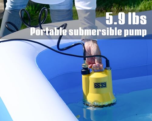 1/6HP Submersible Utility Pump for Water Drainage, Flood Cleanup, 1100 GPH