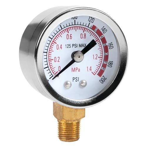 Performance Tool W10055 Air Tank Pressure Gauge 0-200 PSI - Bottom Mount Replacement