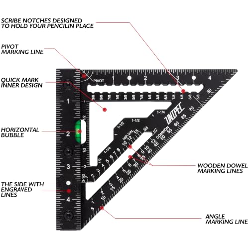 4.5 inch Rafter Square, Aluminum Metal Triangle Ruler