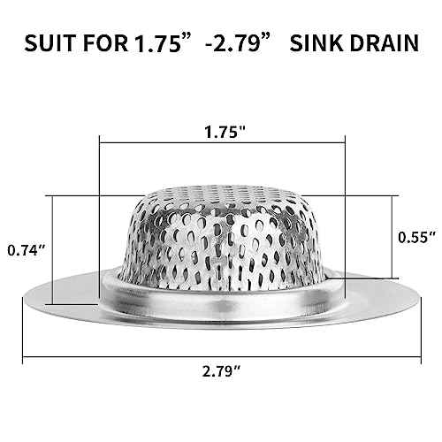 Ohtomber 2PCS Bathtub Drain Strainer - 2.79 inch Bathtub Floor Shower Hair Drain Catcher Cover, Stainless Steel Bathroom Sink Strainer Filter Basket for Bathroom Sink, Wash Basin