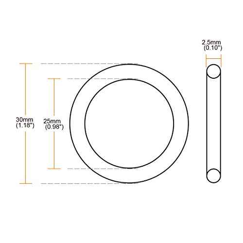 uxcell Nitrile Rubber O-Rings 30mm OD 25mm ID 2.5mm Width, Metric Sealing Gasket, Pack of 20
