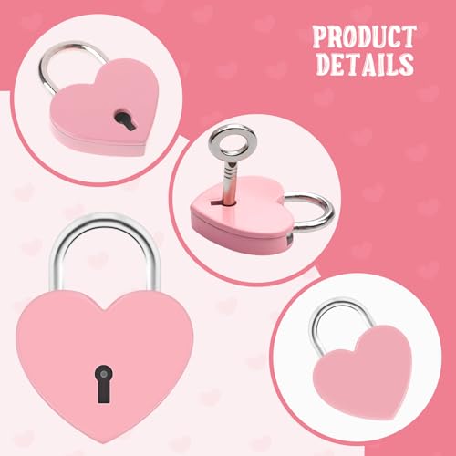 4Pcs Multicolor Mini Heart Locks, Sturdy and Durable Heart Shaped Lock, Cute Diary Lock and Key Set for Schoolbag, Jewelry Box, Suitcase