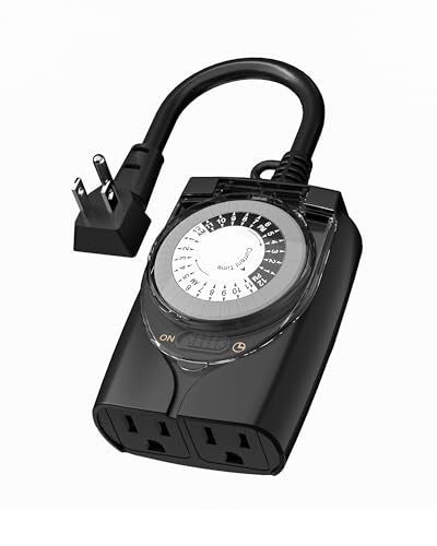 HBN 1 Pack Outdoor Waterproof Mechanical Timer Outlet for Christmas & Holiday Lights