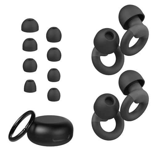 JUSTRVN Black Reusable Ear Plugs for Sleeping Noise Reduction 25-30dB