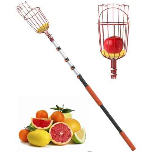AgiiMan 5 to 20 FT Fruit Picker Pole - Reach to 26 FT Fruit Picker with Telescopic Extension Pole, Lightweight and Sturdy Aluminum Telescopic Pole, Easy to Assemble Fruit Picking Basket