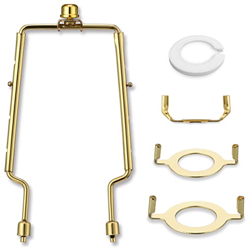 Qc Gold Adjustable Lamp Shade Holder 7-10 Inch Harp Frame with Finials