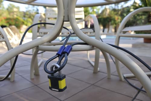 BRINKS - 15 ft x 3/8" Flexible Steel Loop Cable - Heavy Duty Vinyl Wrap for Corrosion Protection