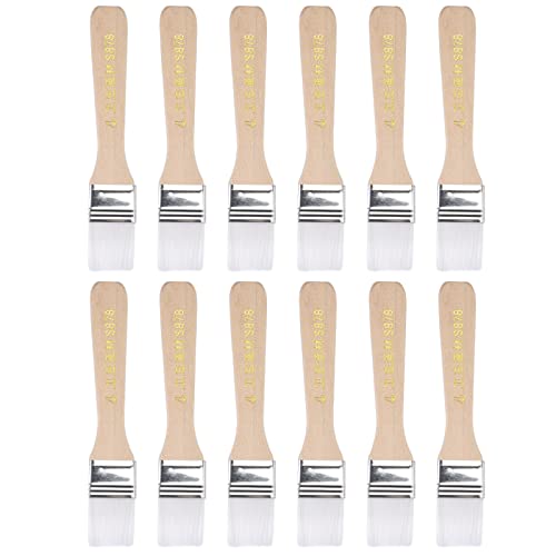uxcell 6" Paint Brush 1" Width Soft Nylon Bristle with Wood Handle for Wall, Cabinets, Fences White 12Pcs