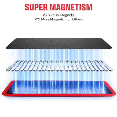 Magnetic Tool Mat 40 lbs - Flexible Magnetic Parts Holder, 12.8 x 9.8 inches, Red (1PC) by Jorvynm