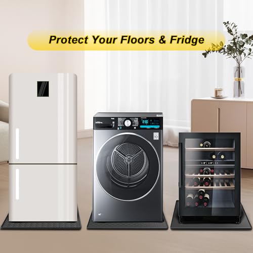 Anelueeoo 19.7x19.7 Inch Mini Fridge Silicone Mat with Raised Edge – Non-Slip Drip Tray for Appliances (Black, 19.7"x19.7"x0.4")
