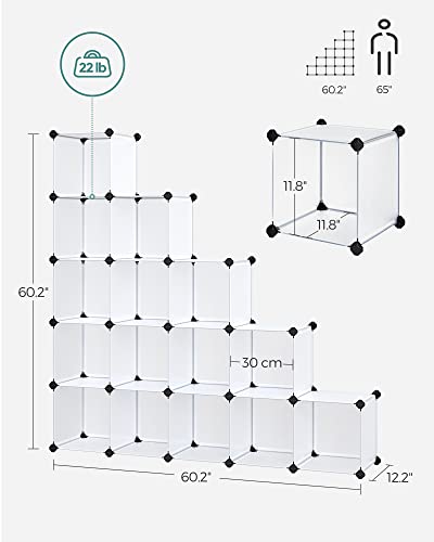 SONGMICS White 16-Cube Plastic Storage Organizer Shelves Without Doors