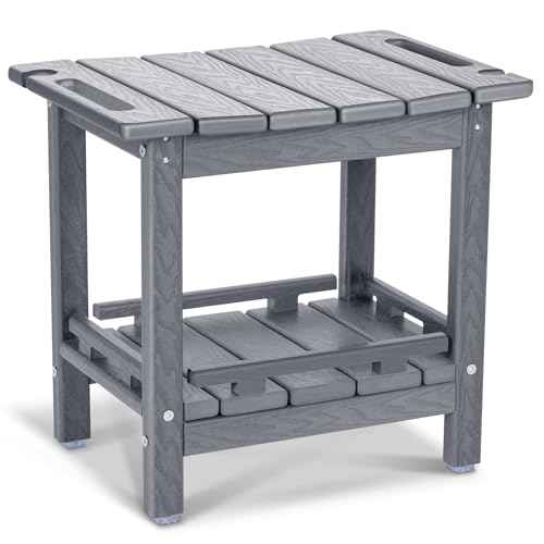 NALONE Shower Bench, HDPE Shower Benches with Storage Shelf & Handles, Indoor & Outdoor Use (Grey)