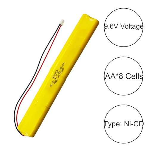 BBAT0043A Ni-Cd 9.6V 900mAh Emergency Light Lighting Fixture Battery Compatible with ELBB003 ELB-B003 ELB-B004 ELBB004 OSI OSA228 DANTONA CUSTOM-306-U BBAT0044A BAA-96 (2 Pack)