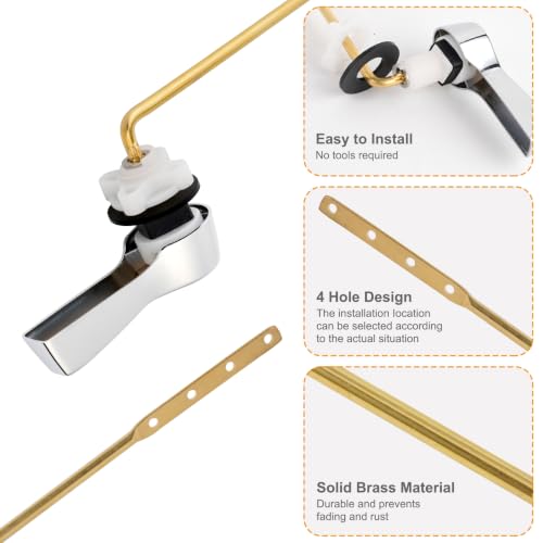 Hibbent Chrome Front Mount Toilet Handle Replacement Kit Upgraded Finish