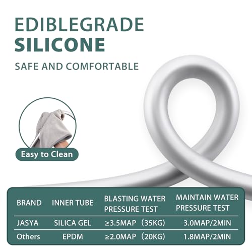 JASYA 59 Inch Silver Silicone Shower Hose Replacement for Cleaning, G1/2 Interface
