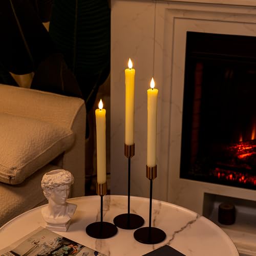 Homemory Ivory Flameless LED Taper Candles with Remote & Timer, 9.6 Inch - Dripless Window Candles for Fireplace, Xmas & Halloween Decor