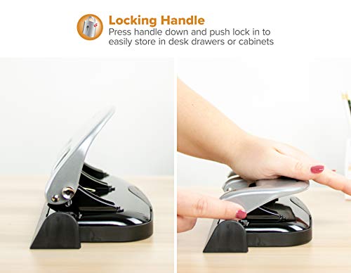 Bostitch EZ Squeeze 3-Hole Punch Silver - 20 Sheet Capacity, No Jam