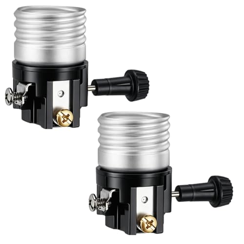 DiCUNO 2-Pack 3-Way Lamp Socket Replacement with Switch, UL Listed E26 Base
