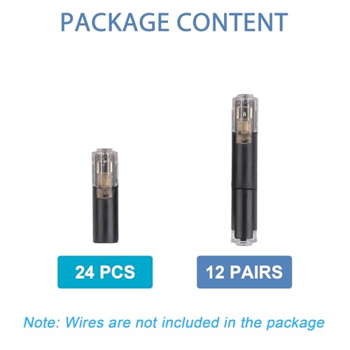 Brightfour 20-22 AWG Quick Disconnect Wire Connectors, Pluggable Low Voltage, 12 Pairs