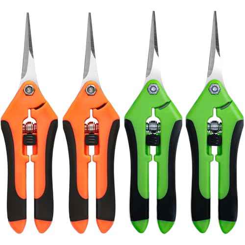 4 Pack Garden Shears, Stainless Steel Shears Gardening Tools, Scissors, Garden Clippers, Pruning Shears for Gardening Shears & Scissors (Orange Green)