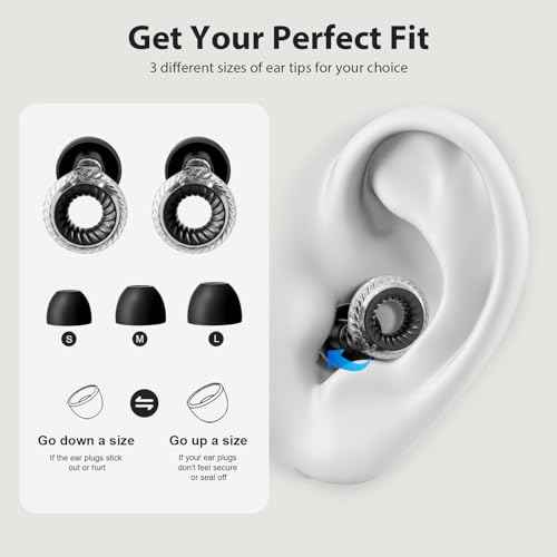 Concert Ear Plugs, Yawsoy High Fidelity Noise Cancelling Ear Plugs, Reusable Ear Plugs for Musicians, Raves, Focus and Sleep, 20dB Noise Reduction & Hearing Protection, 6 Pair Ear Tips in S/M/L(Clear)