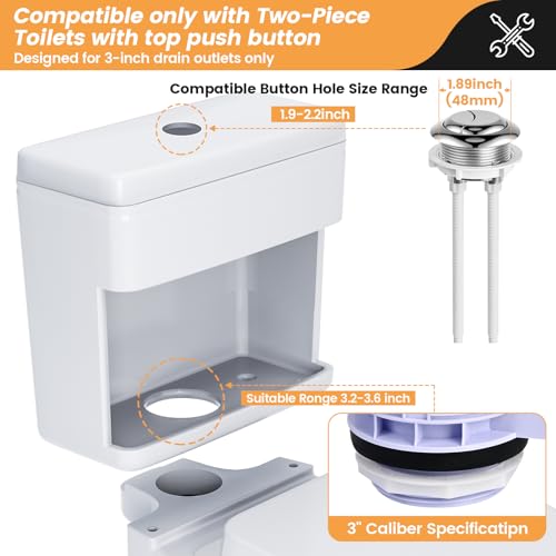 3-Inch Dual Flush Valve Replacement Kit for 2-Piece Toilets - Universal Fit, Push Button, Gasket & Bolts, Compatible with Glacier Bay, Toto, American Standard