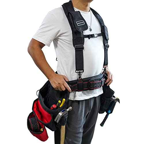 MELOTOUGH Padded Tool Belt with D ring for men construction Strong Durable Double Metal Roller Buckle,adjustable waist 44'-53'thick confortable foam padding (XXL)