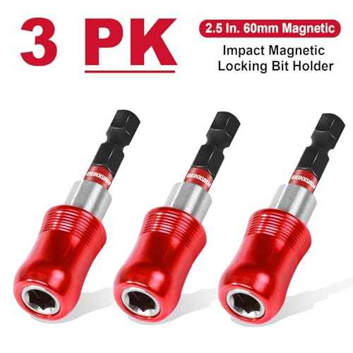 2.5Inches Impact Screwdriver Bit Holders, 3PC Magnetic Extension Quick-Change Socket Drill Bit Holder Cr-V Steel Hex Shank Quick Release Drill Bit Guide
