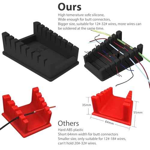 Upgraded Silicone Soldering Stand, Helping Hands Soldering Station, Soldering Wire Holder with 8 Slots Third Hand Soldering Iron Stand for 32AWG to 12AWG Wires 1 Pcs Black with 2 Pcs Solder Sponge