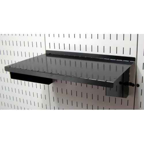 Wall Control Shelf 9in Deep Pegboard Shelf Assembly Only for use Brand Slotted Pegboard - Black