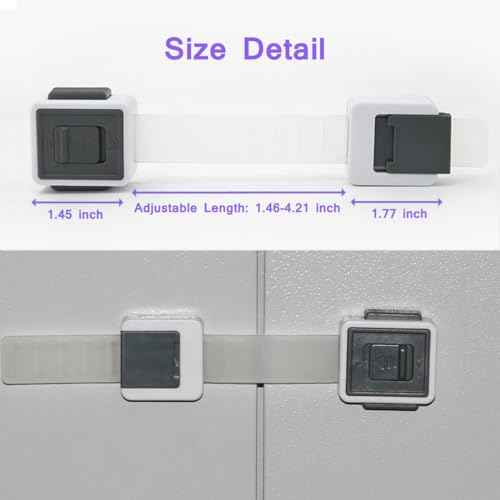 Child Proof Cabinet Locks, 4 Pack Child Locks for Drawer Cupboard Dishwasher Cupboard Pantry and Toilet. Adhesive Safety Baby Proofing Fridge Lock for Kids and Toddler